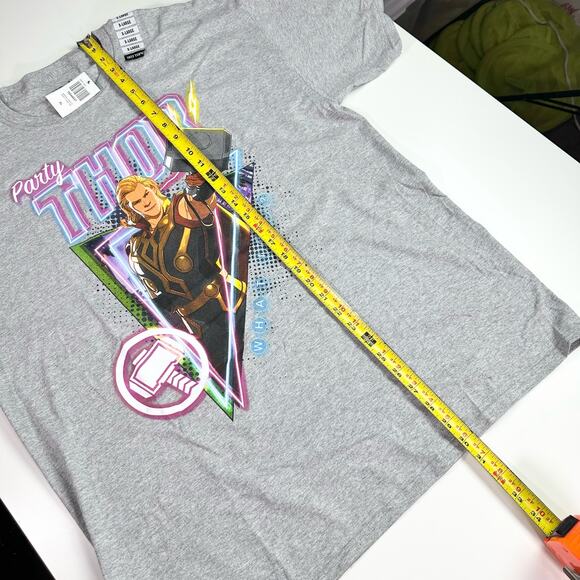 3/$20 Marvel NWT Adult XL Gray "What If?" Party Thor Cotton Blend S/S T-Shirt - Picture 7 of 7